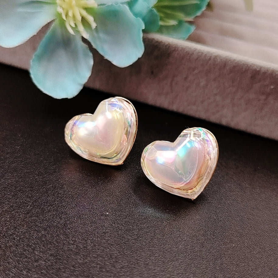 Clear Heart Stud Earrings