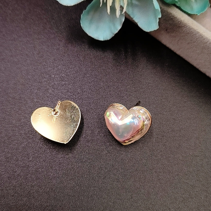 Clear Heart Stud Earrings