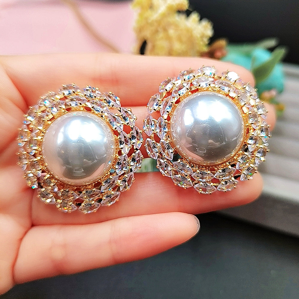 Luxury Large Round Stud Earrings
