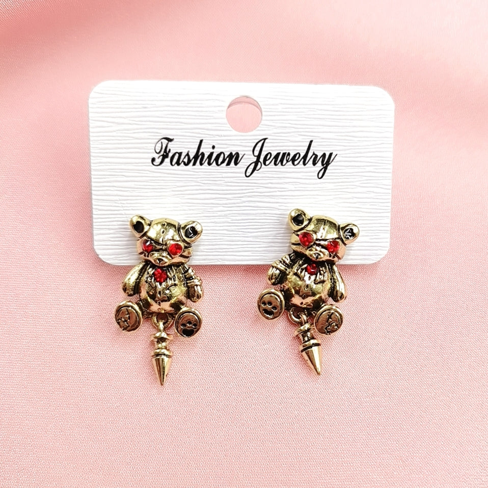 Retro Creepy Bear Stud Earrings