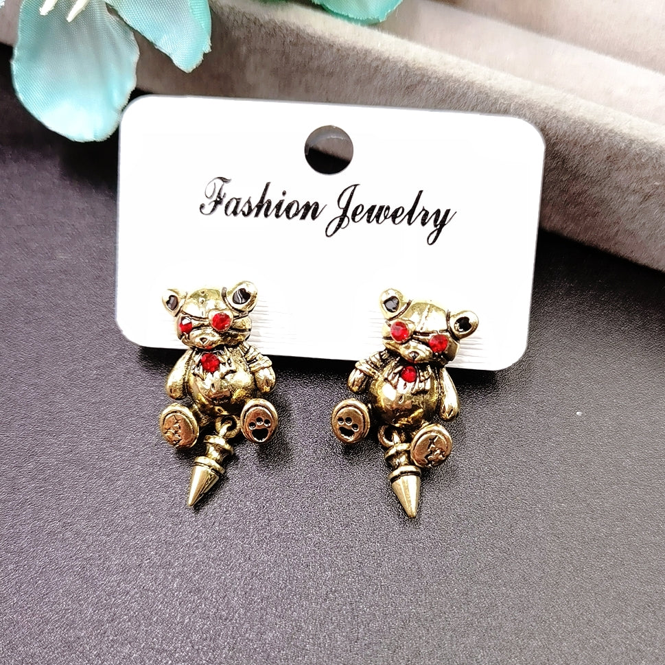 Retro Creepy Bear Stud Earrings