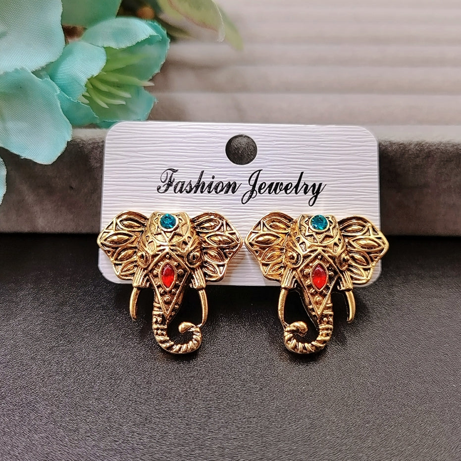 Retro Style Elephant Stud Earrings