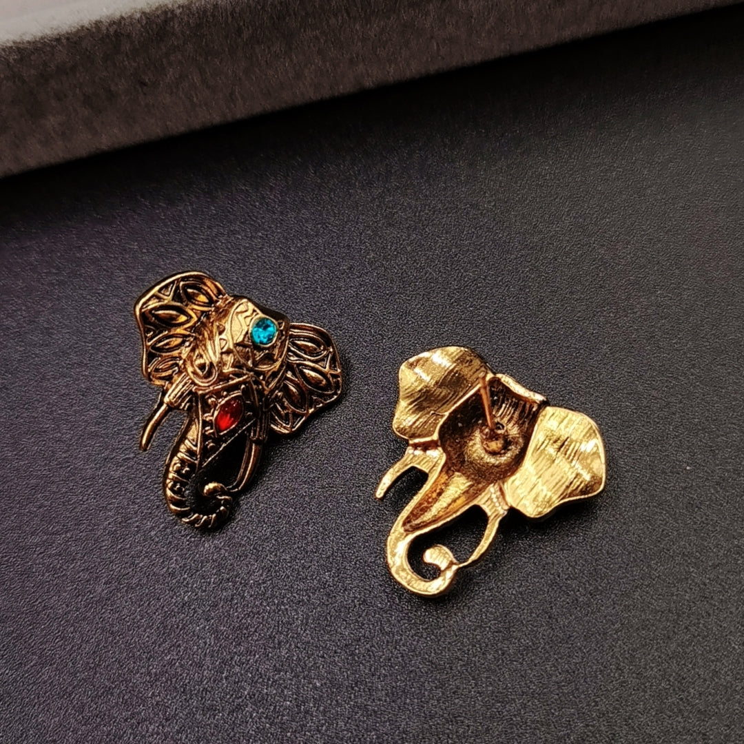 Retro Style Elephant Stud Earrings