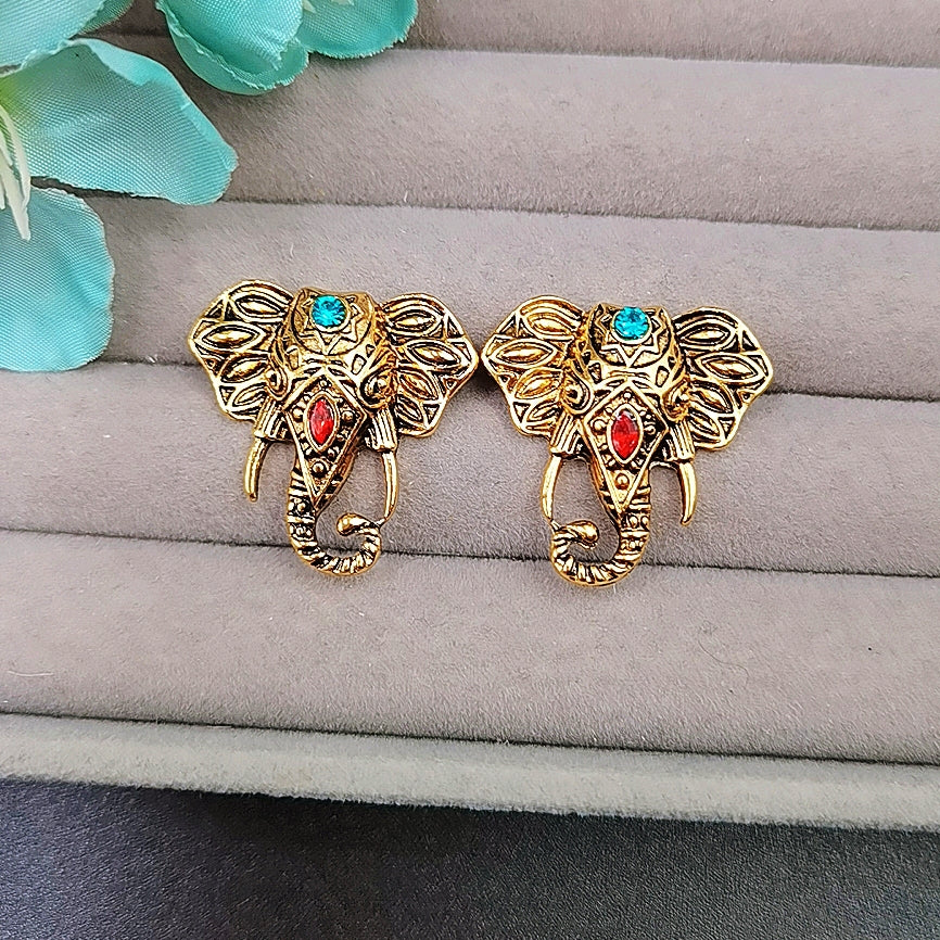 Retro Style Elephant Stud Earrings