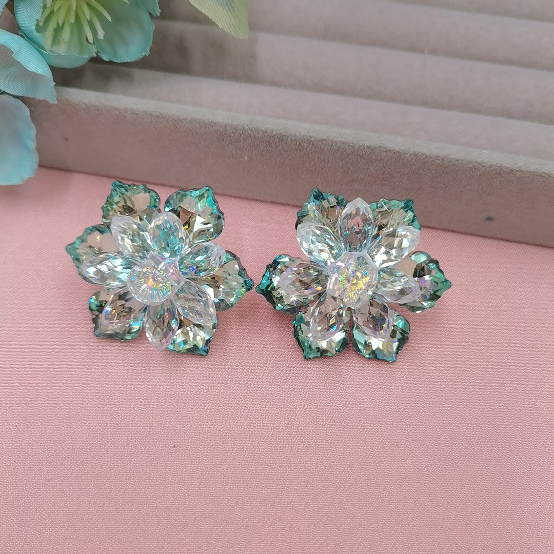 Crystal Large Flower Stud Earrings