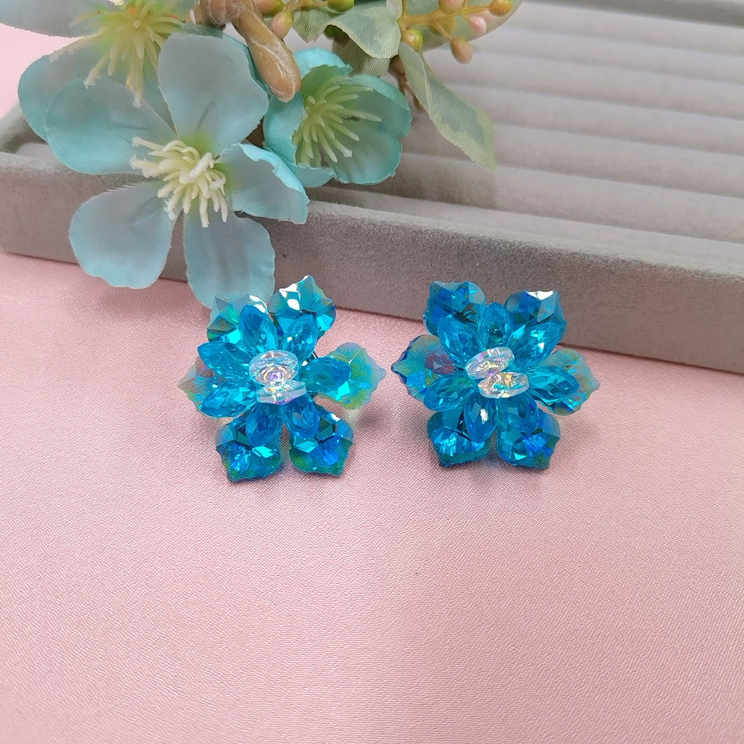 Crystal Large Flower Stud Earrings