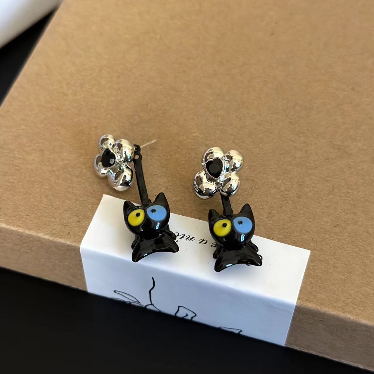 Cat 2-way Wear Drop Earrings