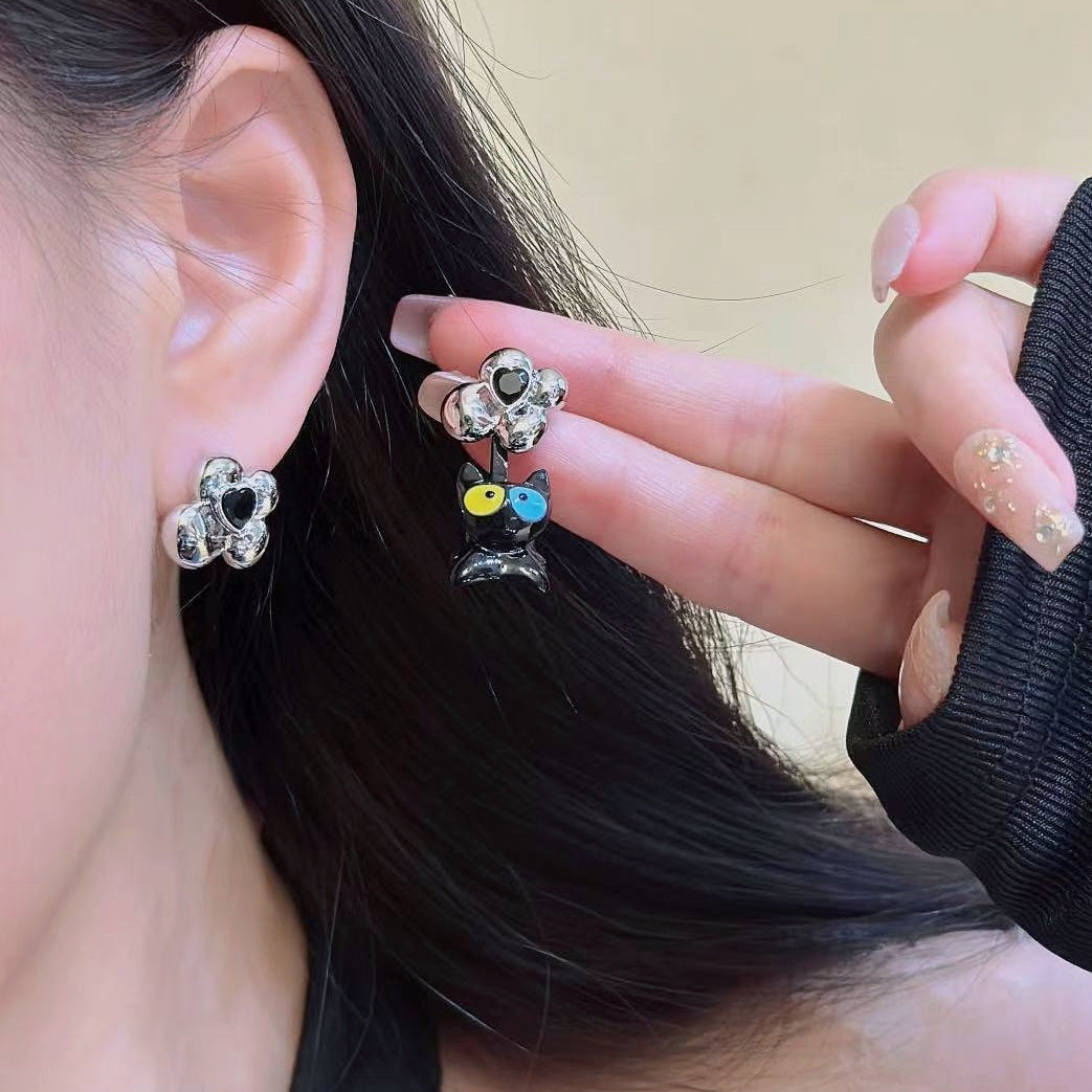 Cat 2-way Wear Drop Earrings