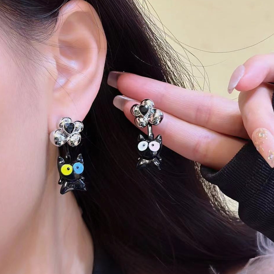 Cat 2-way Wear Drop Earrings