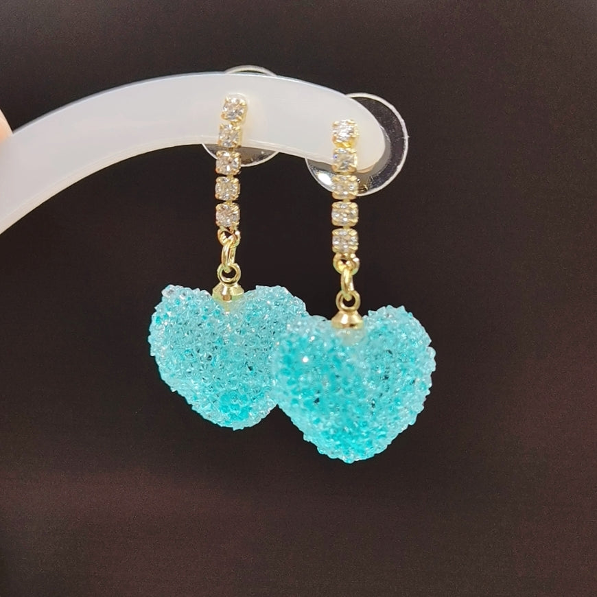 Blue Heart Drop Earrings