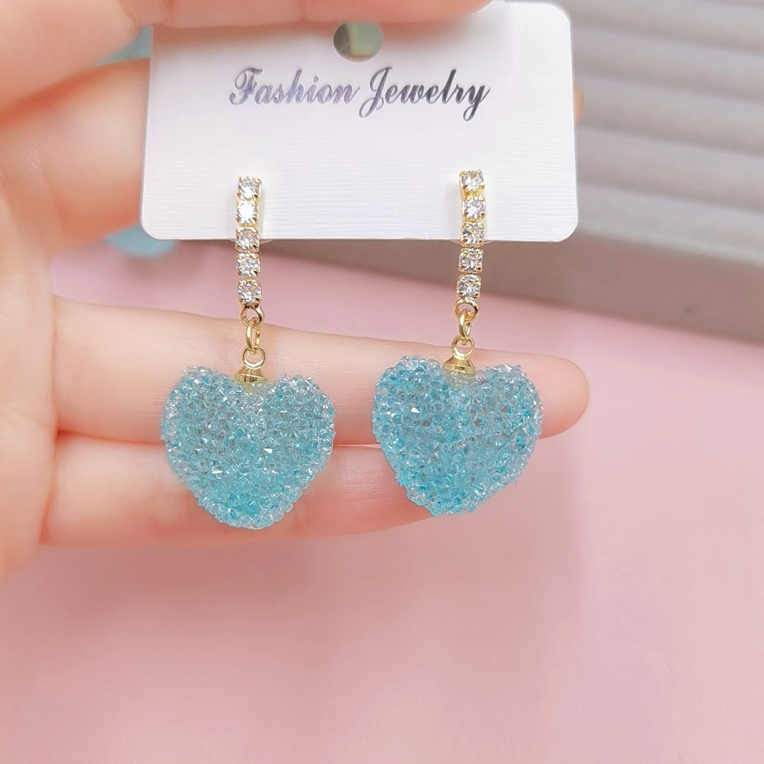 Blue Heart Drop Earrings