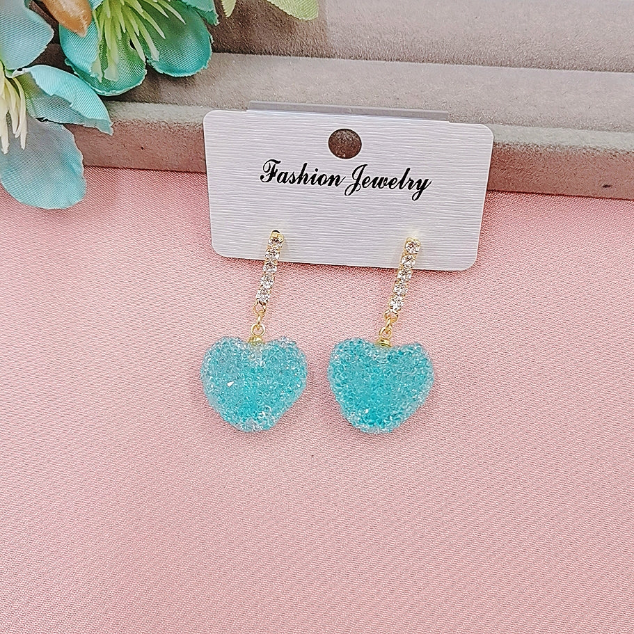 Blue Heart Drop Earrings