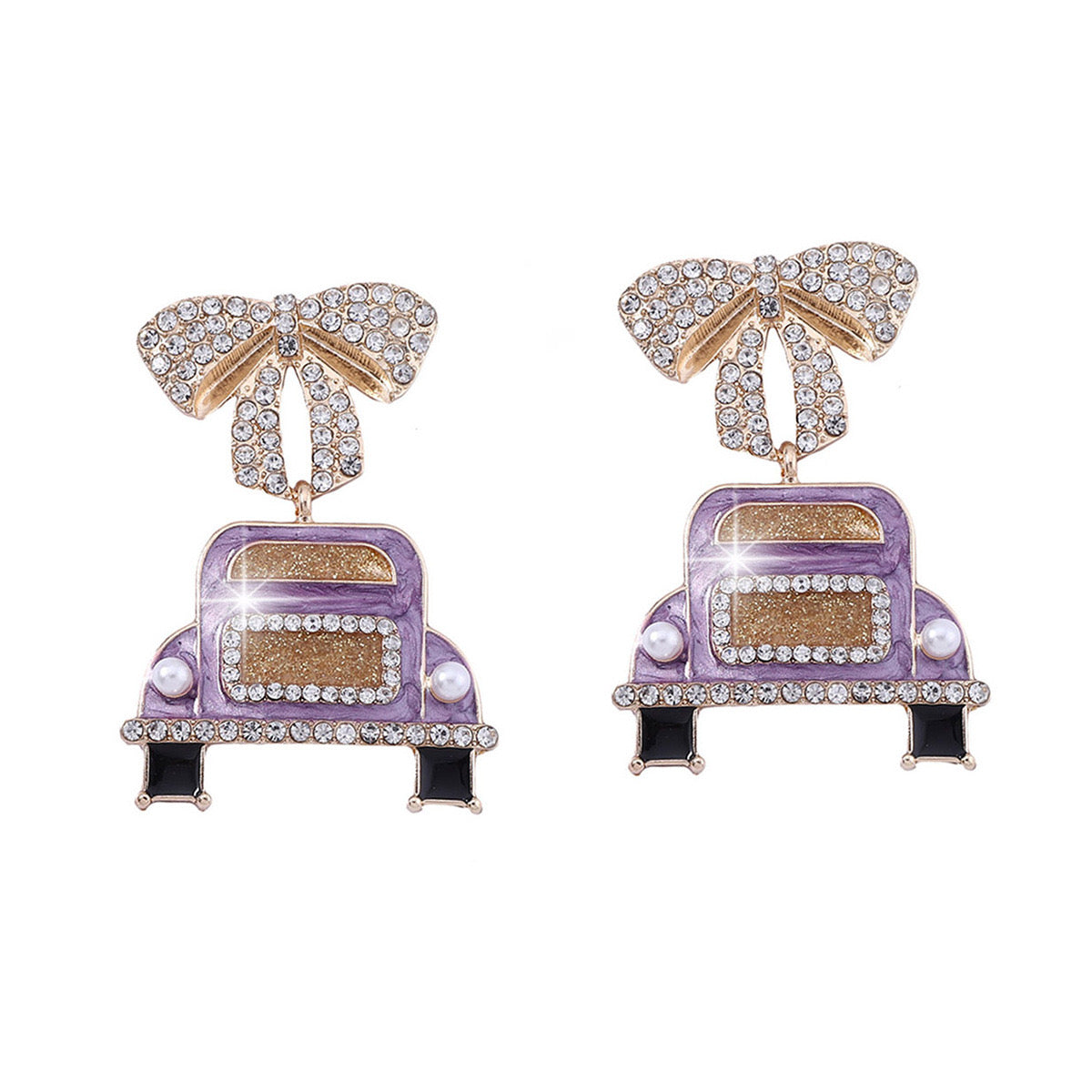 F02 Little Purple Car Drop Earrings