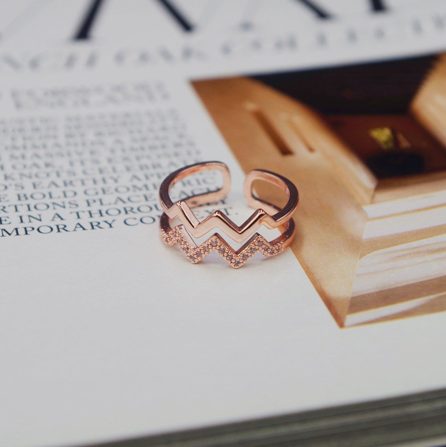 Rose Gold Plated Double Wavy Ring