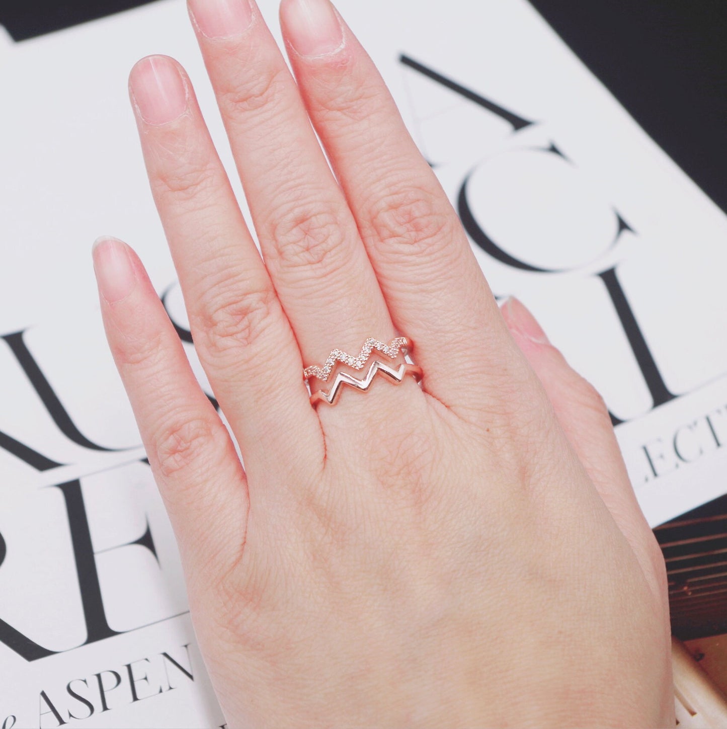 Rose Gold Plated Double Wavy Ring