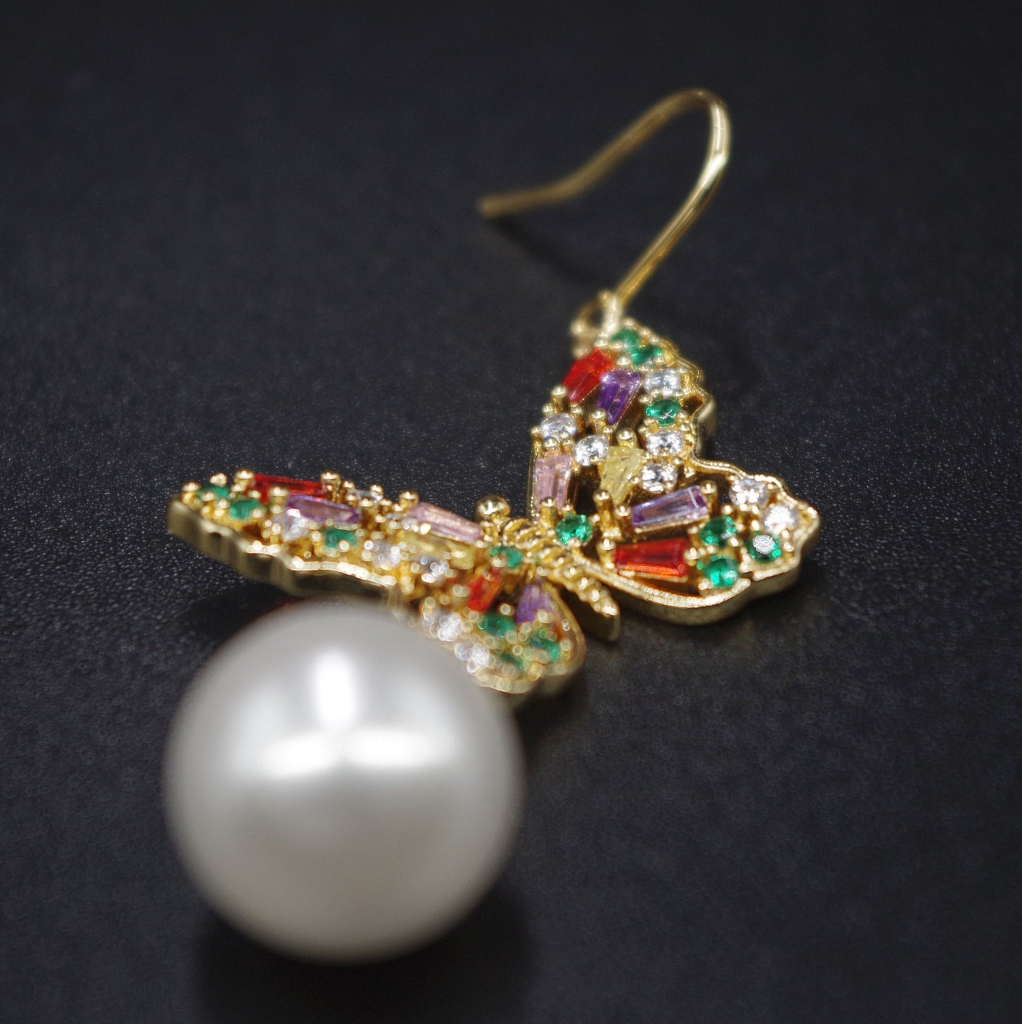 Butterfly Pearl Drop Earrings