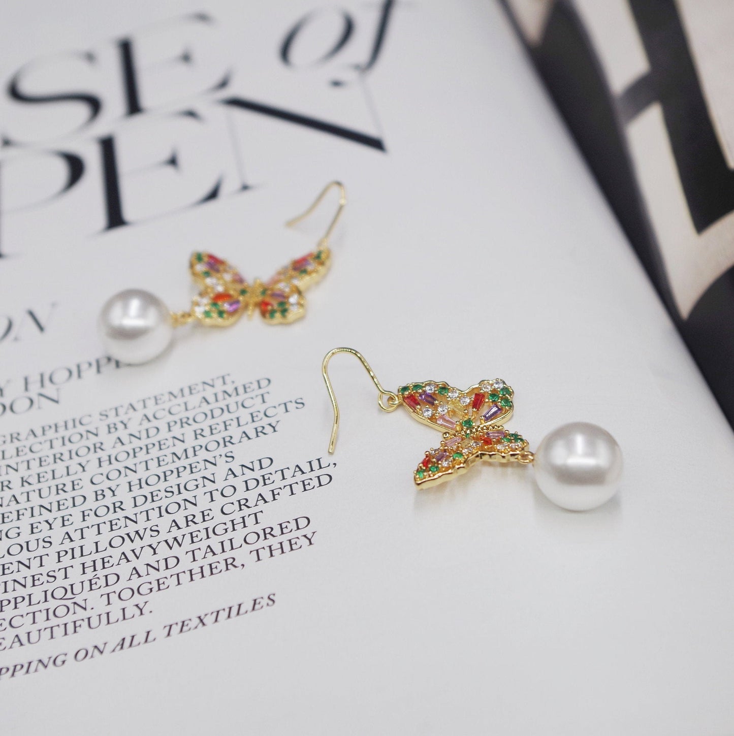 Butterfly Pearl Drop Earrings