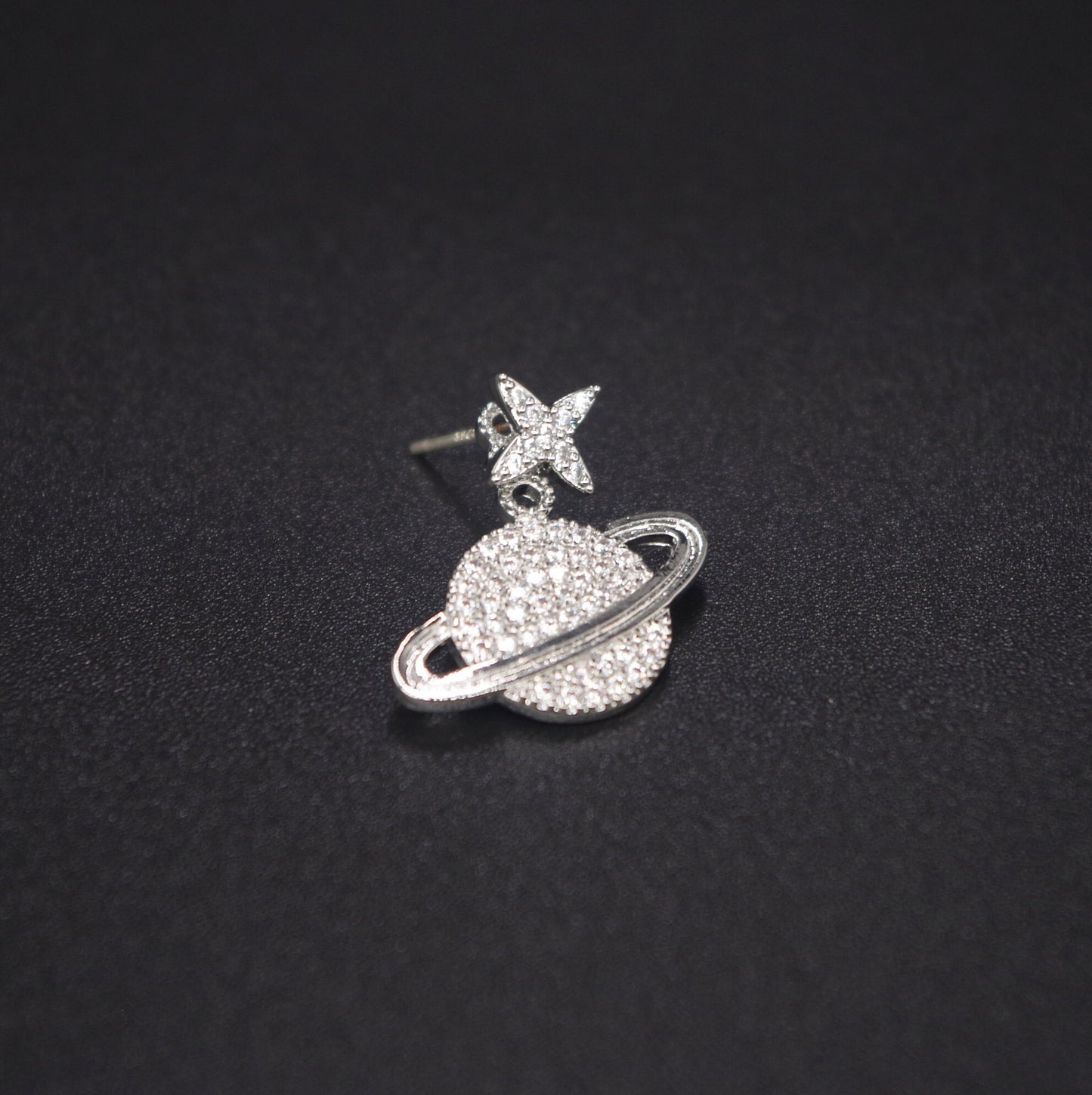 Planet & Star Asymmetric Stud Drop Earrings