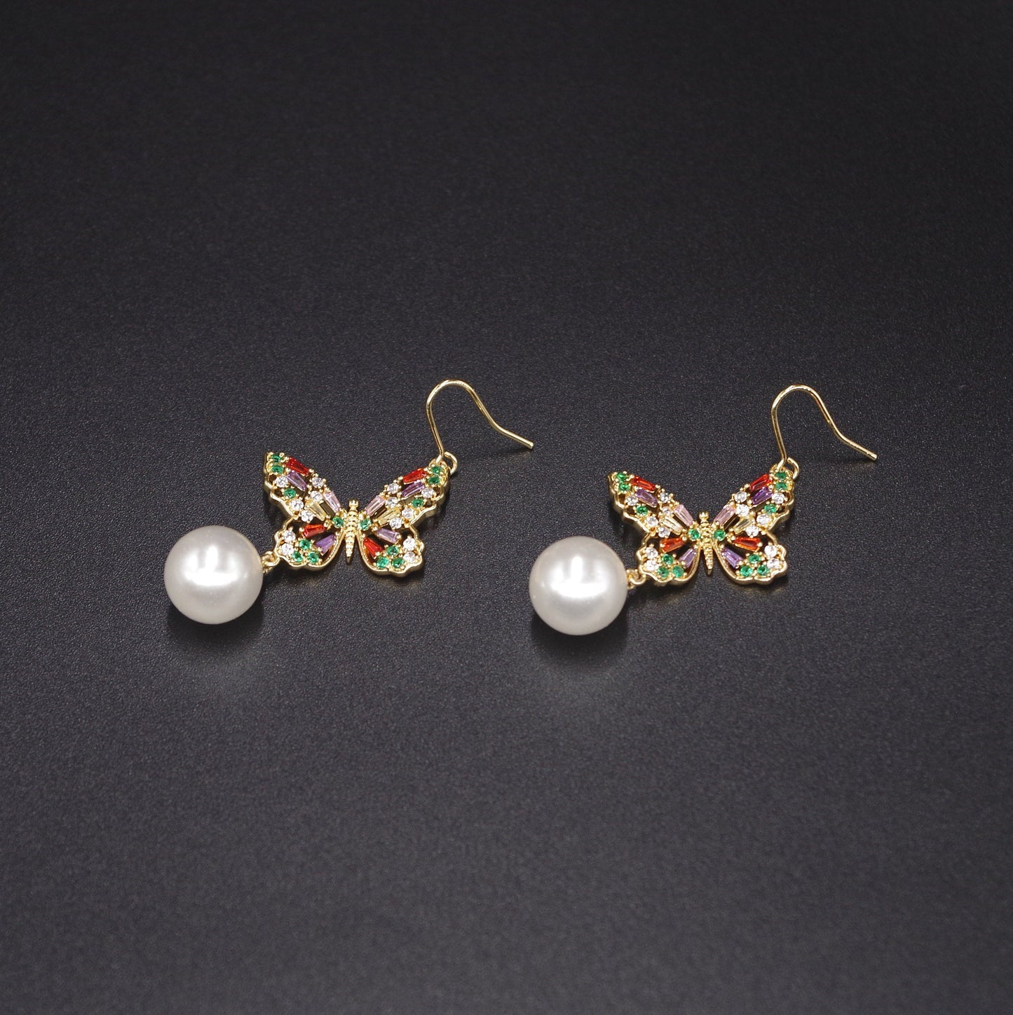 Butterfly Pearl Drop Earrings