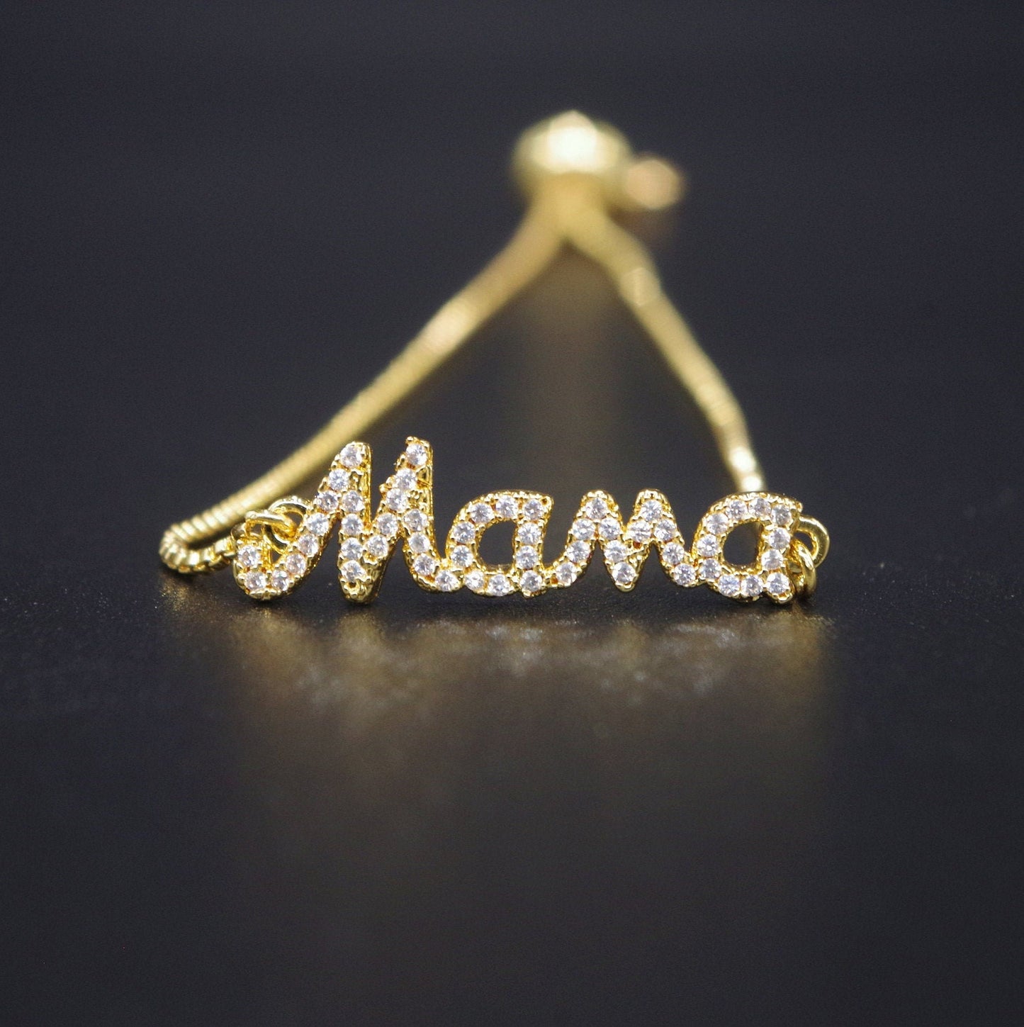 Mama Letter Pave Bracelet