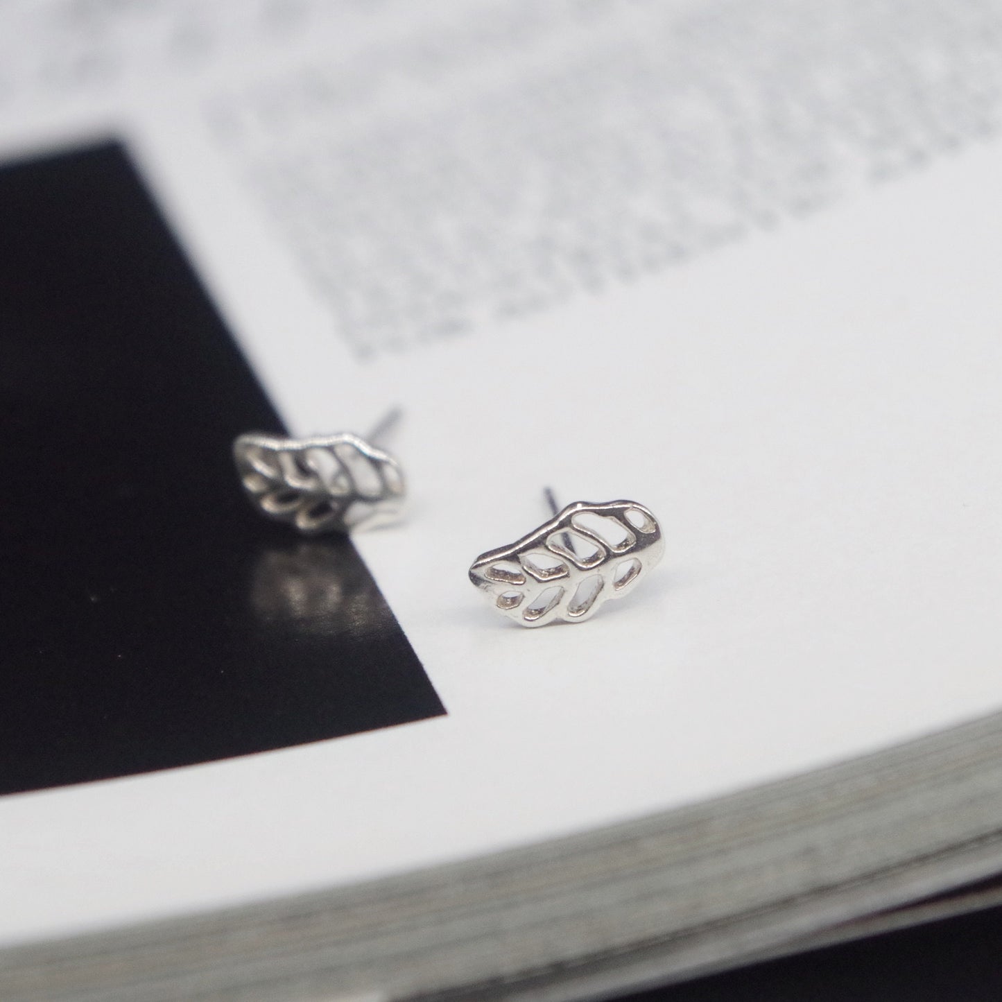Silver Filled Little Leaf Stud Earrings