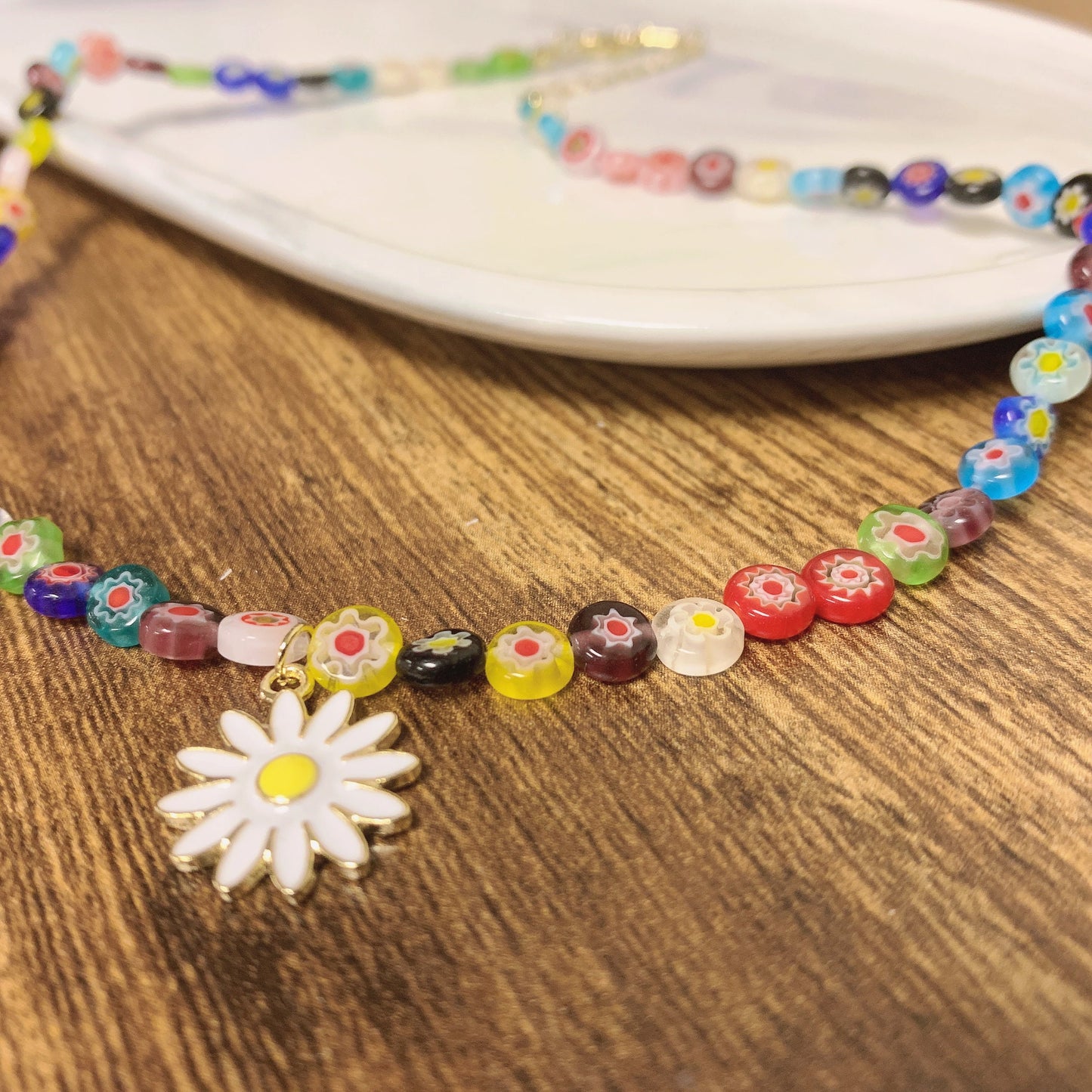 Daisy Boho Beaded Necklace