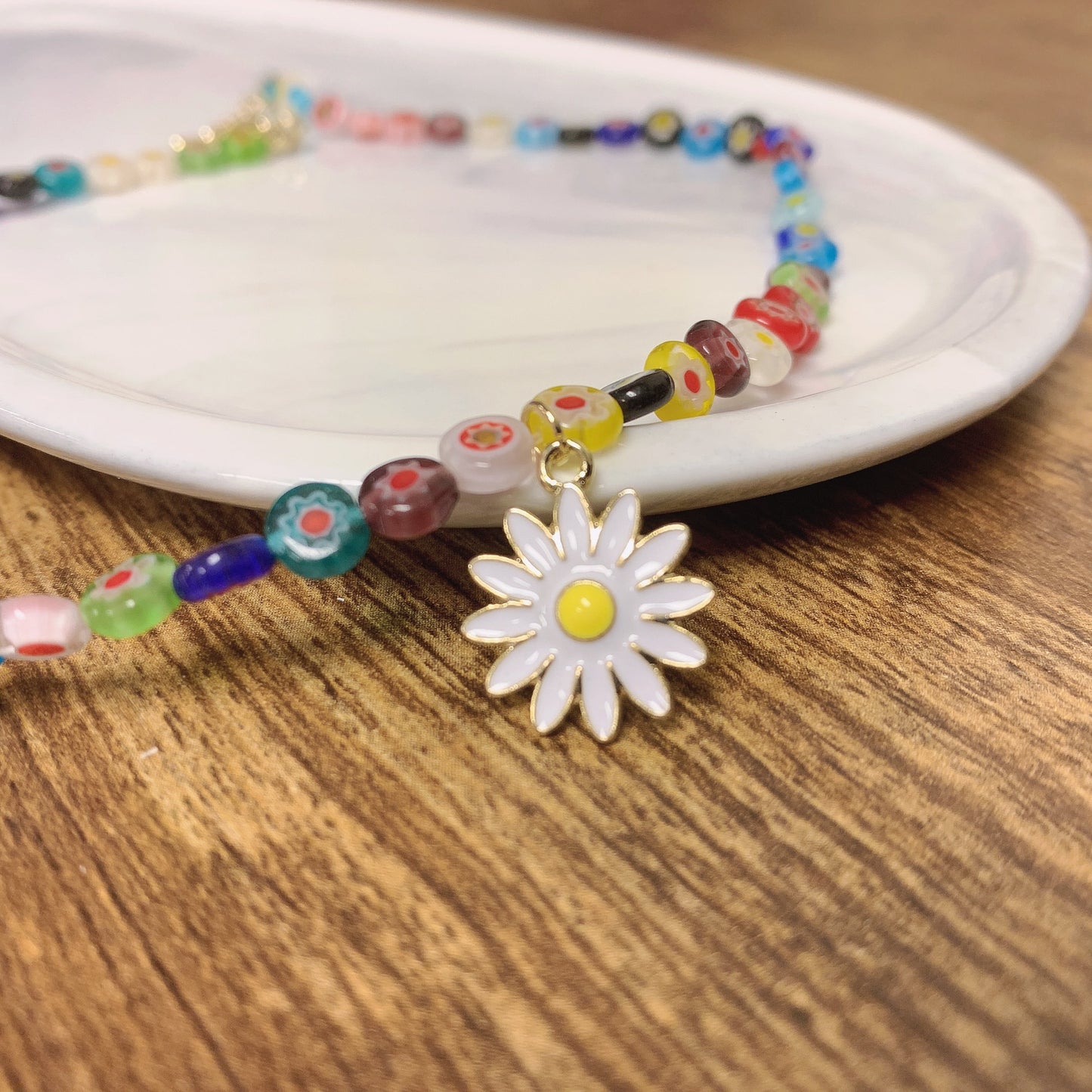 Daisy Boho Beaded Necklace