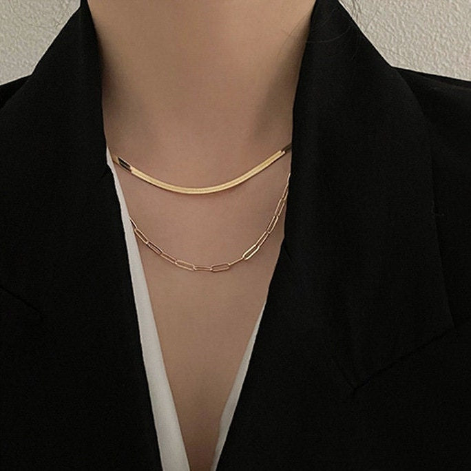 Gold Herringbone Necklace