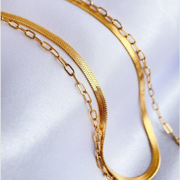 Gold Herringbone Necklace
