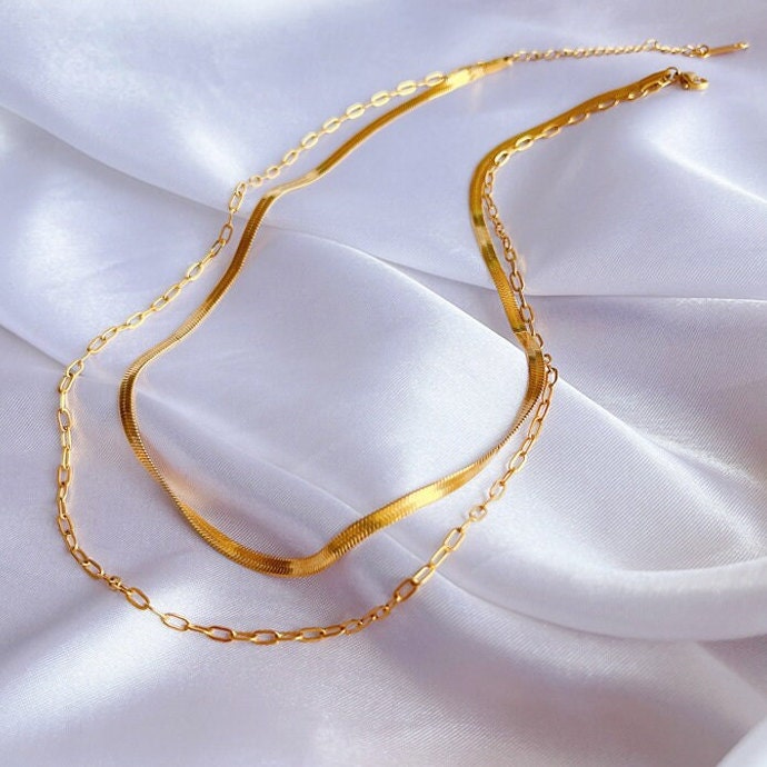 Gold Herringbone Necklace