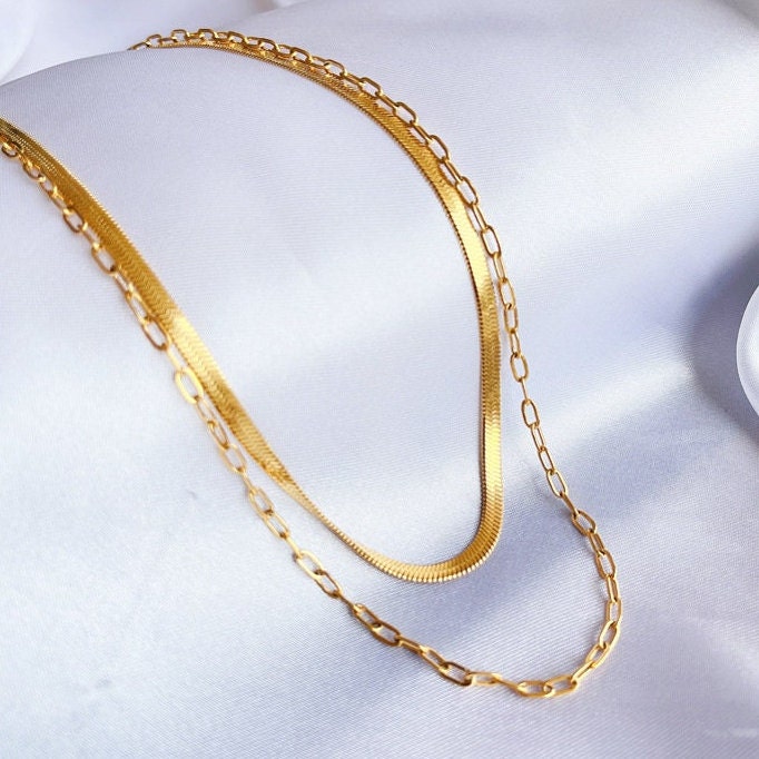 Gold Herringbone Necklace