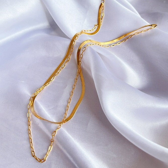 Gold Herringbone Necklace