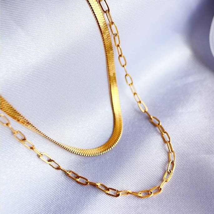 Gold Herringbone Necklace