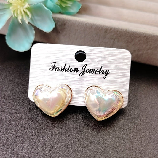 Clear Heart Stud Earrings