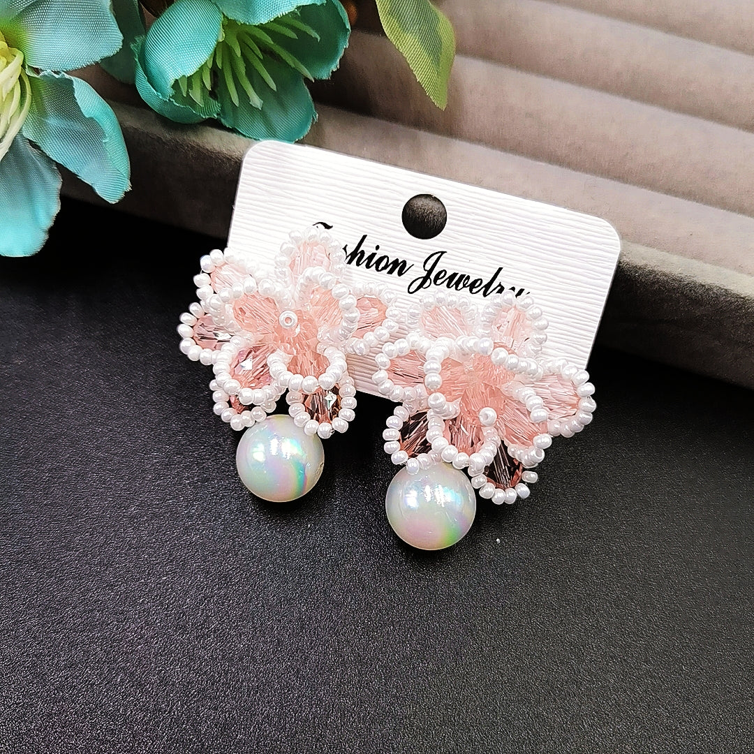 Handmade Bead Flower Stud Earrings