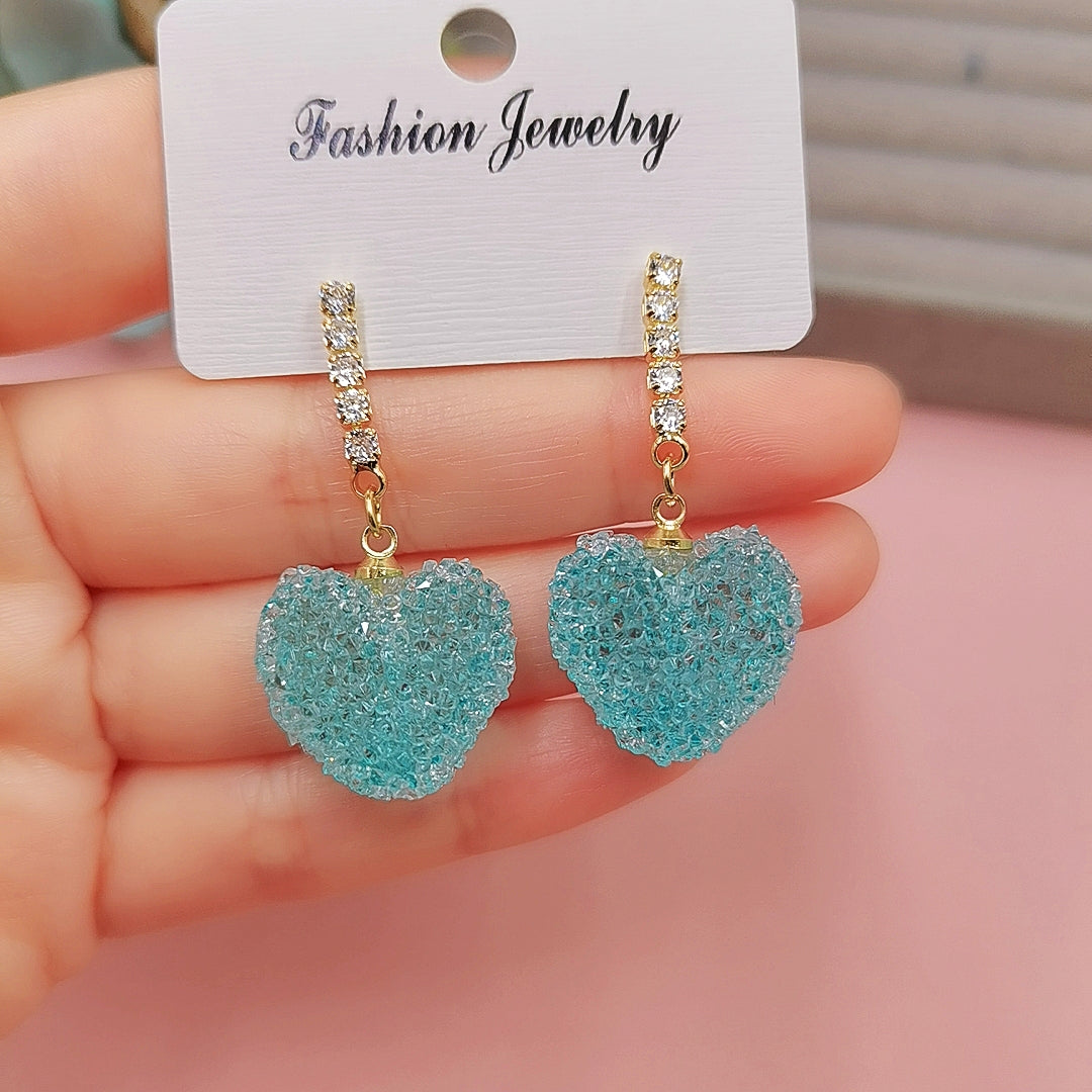 Blue Heart Drop Earrings