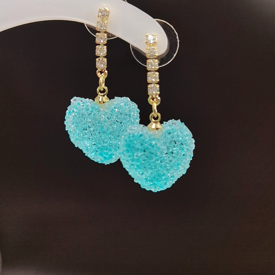 Blue Heart Drop Earrings