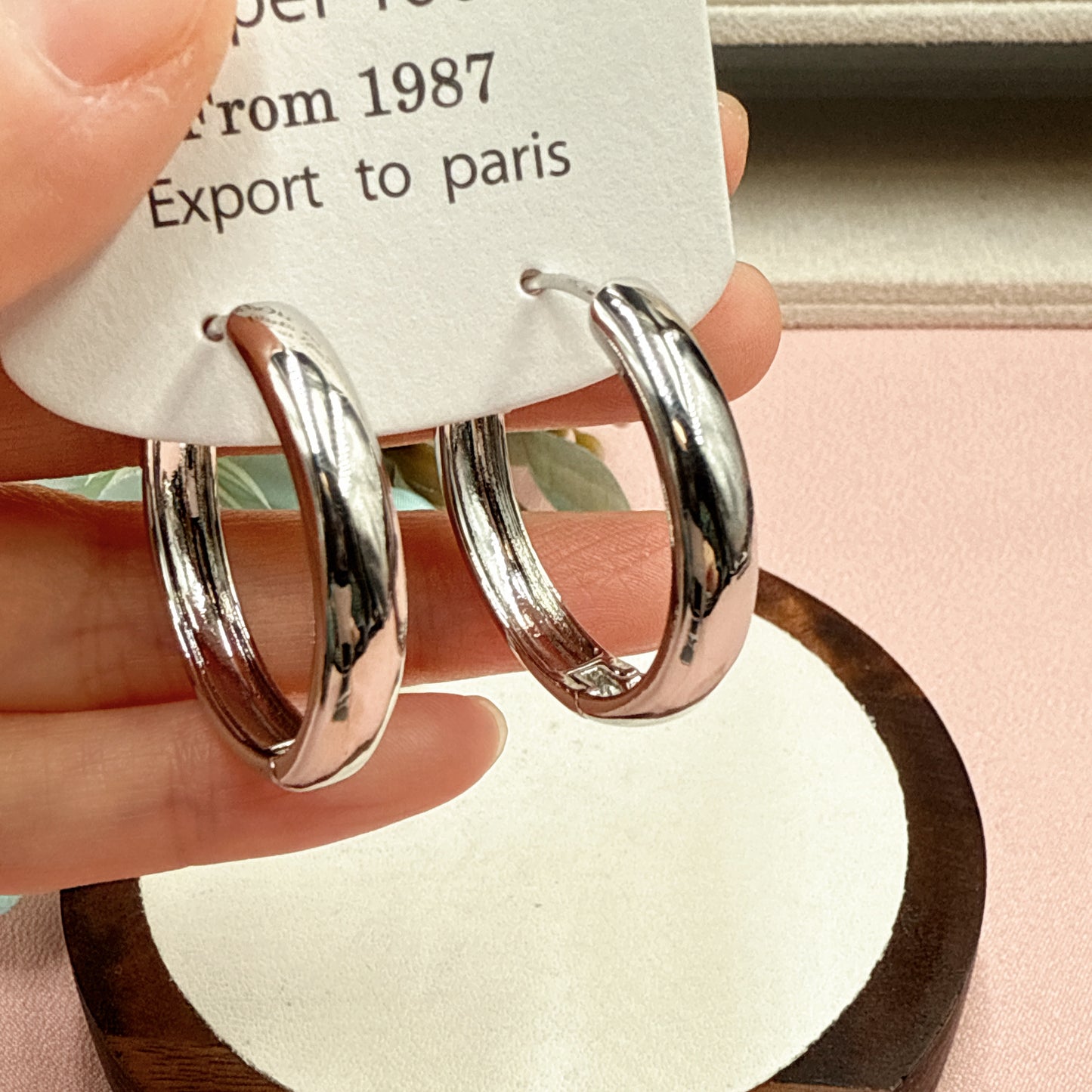 F31 Medium Size Simple Silver Hoops