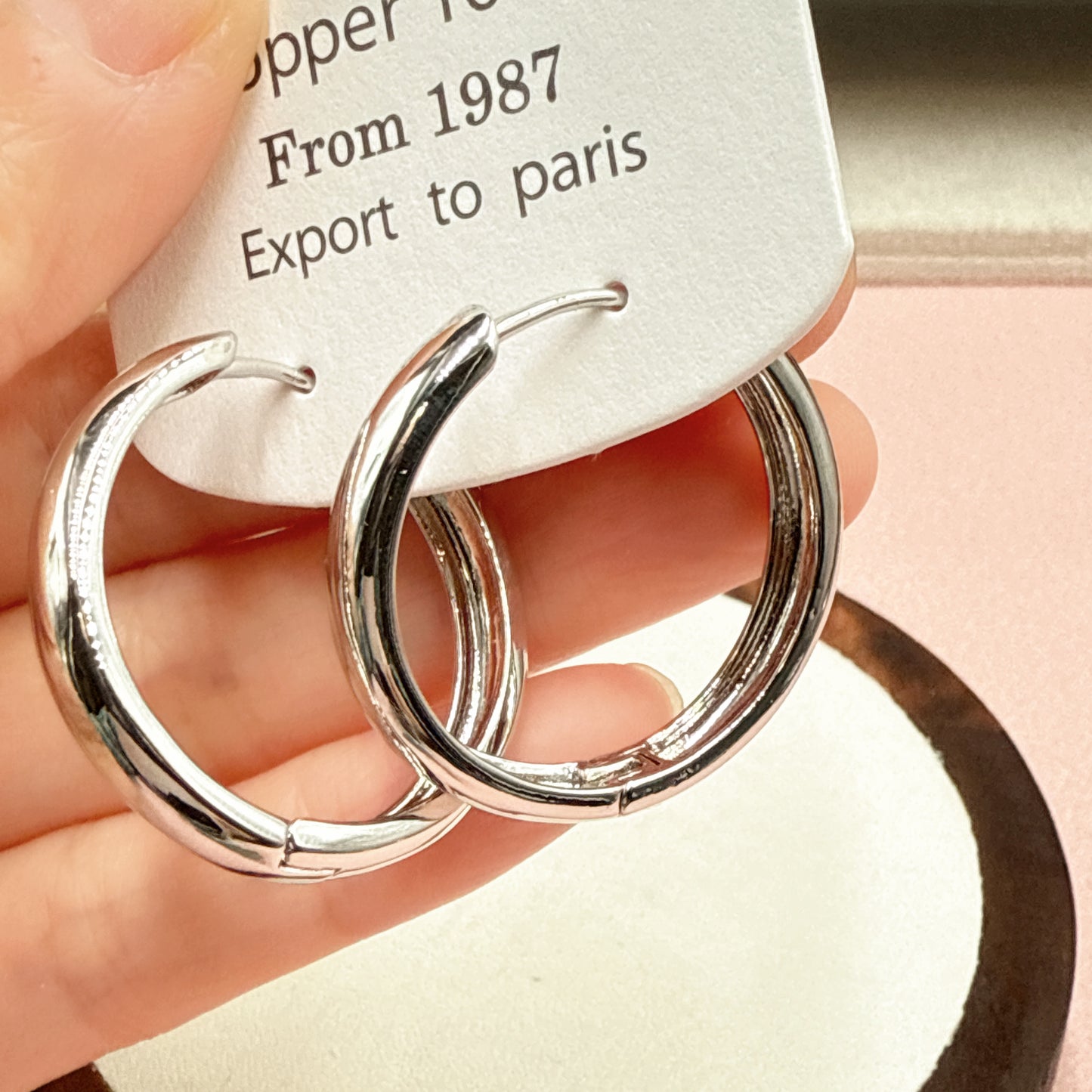 F31 Medium Size Simple Silver Hoops