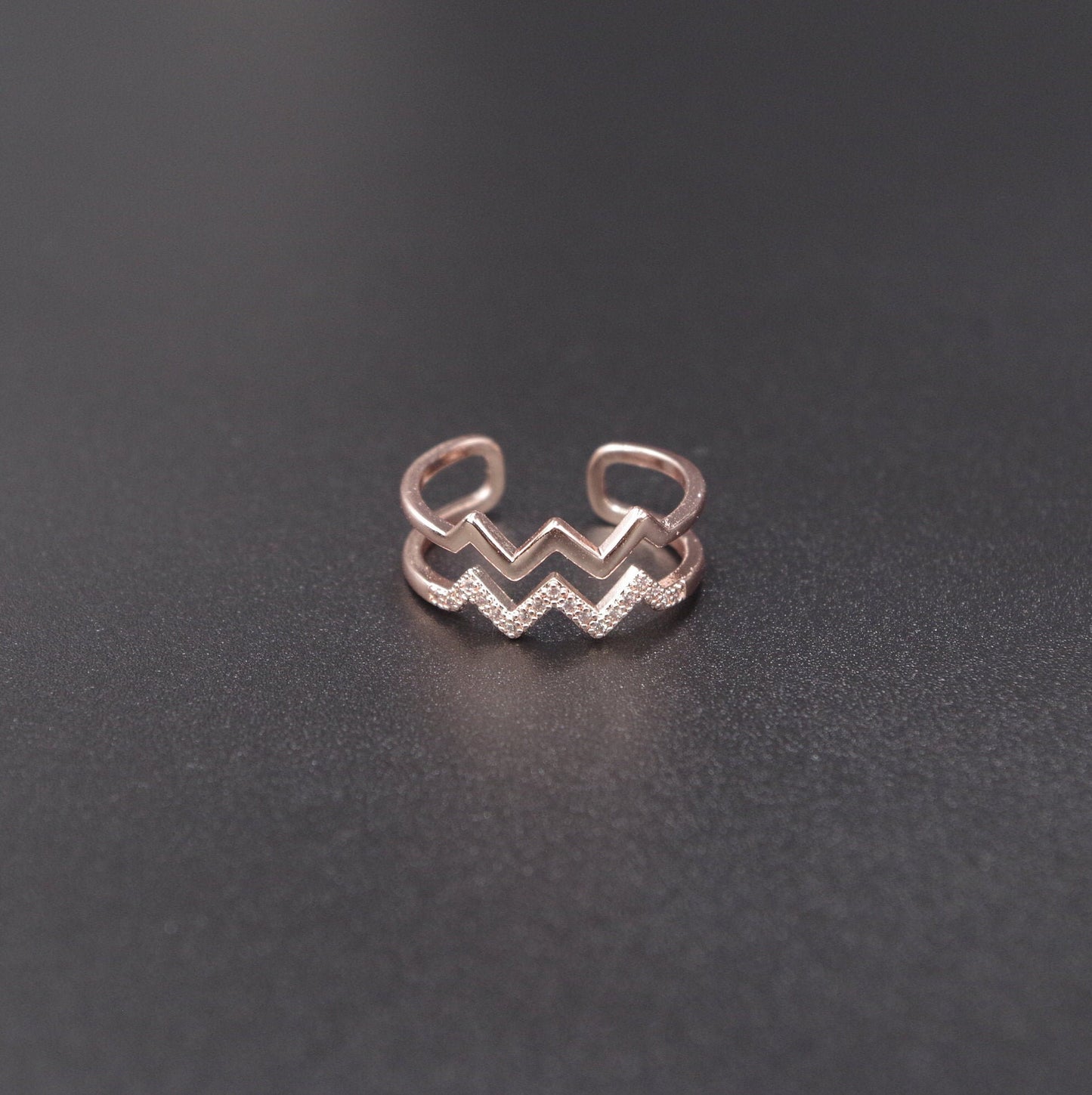 Rose Gold Plated Double Wavy Ring