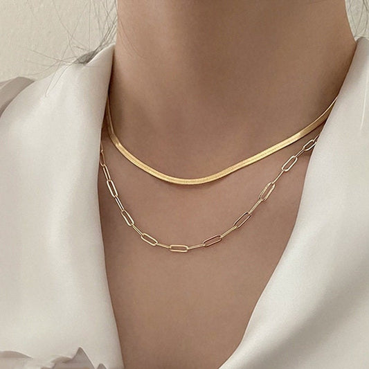 Gold Herringbone Necklace