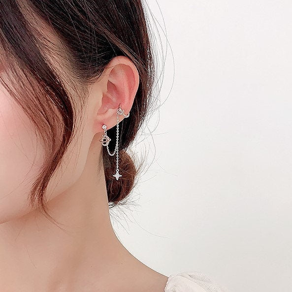 Silver Ear Cuff Earring Double Chain, Double Chain Ear Cuff, Ear Cuff, Ear  Cuffs Earring, Ear Cuff Sterling Silver, Earcuff, Ear Cuff Chain - Etsy